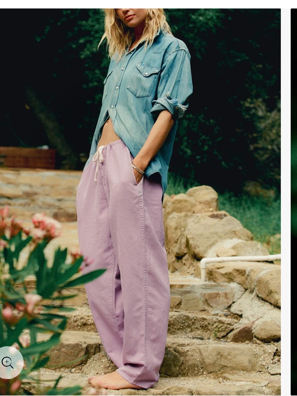 imogene + willie Lavender Wide-Leg Drawstring Pants - Picture 5 of 7